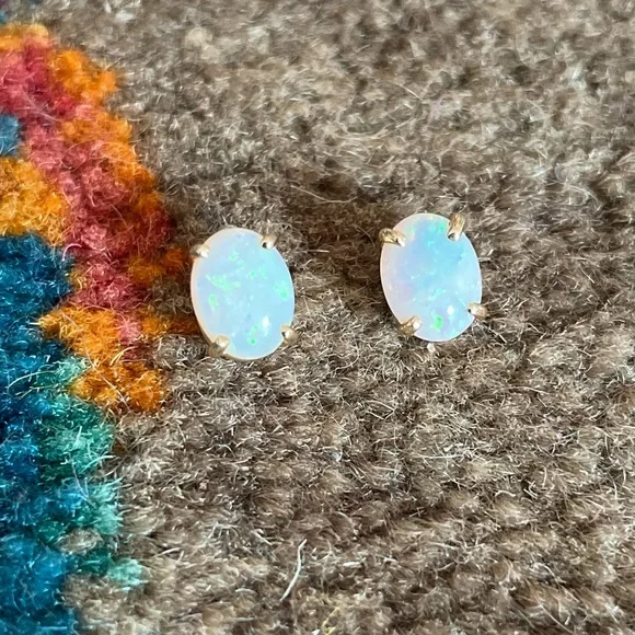 Opal Earrings in 14k Basket Settings - Picture 7 of 7